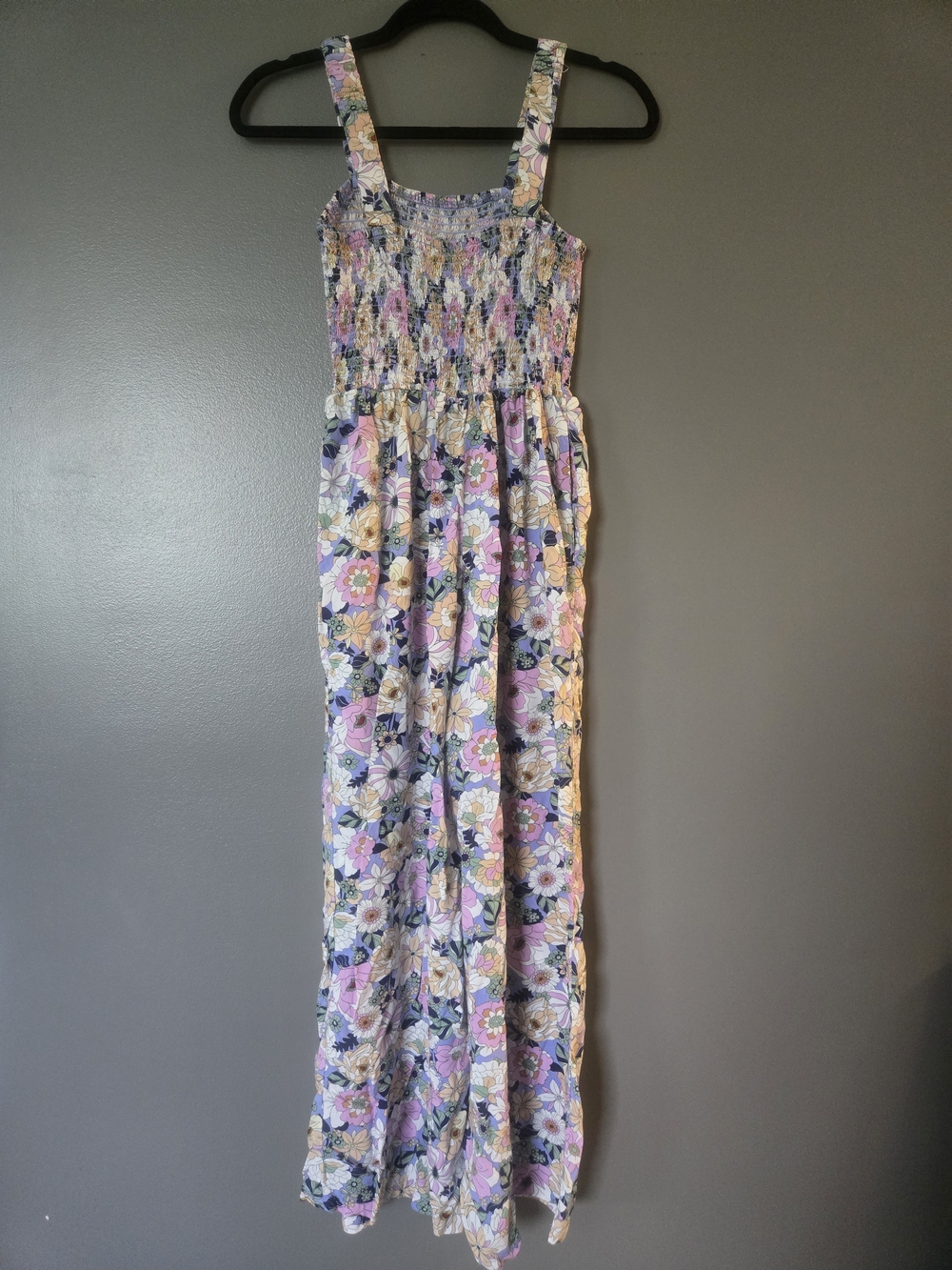 Floral Smocked Maxi Dress in Lavender and Cream